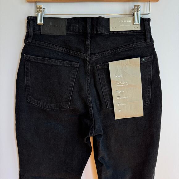 Everlane The Original Cheeky Jean Straight Leg High Rise Crop Sz 26 Black Denim - Picture 4 of 15